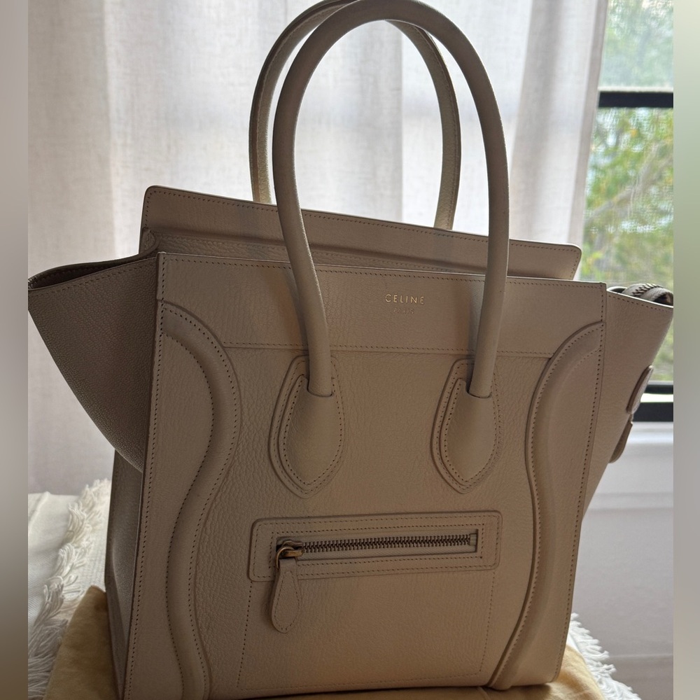 Celine Cream Leather Tote Bag